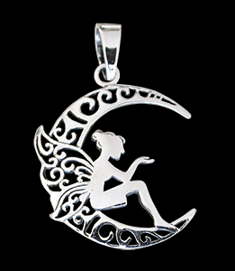 Harmonisk älva i måne. Halsband i Äkta silver.