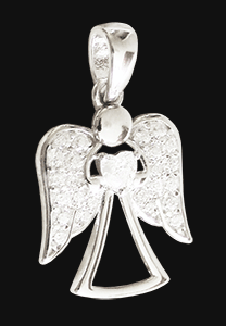 Kärlekens skyddsängel med glittrande stenar.