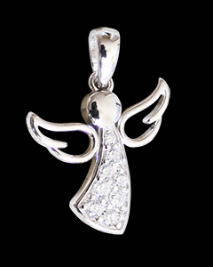 Fantastisk skyddsängel med glittrande stenar.