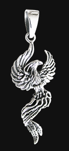 Lång och graciös Phoenix i Äkta silver.