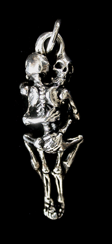 Skelett smycke - Dödskalle halsband i Äkta silver.