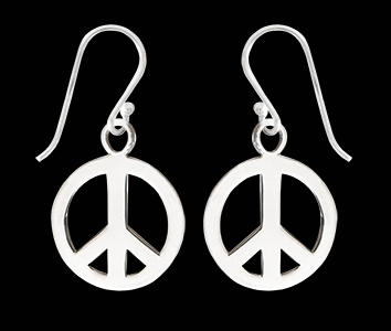 16 mm. Peace örhängen i äkta silver.