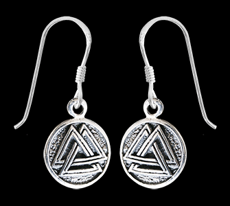 Örhängen med Odens knut -Valknuten i Äkta silver.