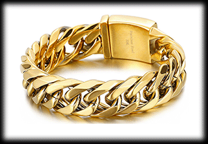 19 mm. Pansarlänk armband i guldpläterat stål. 