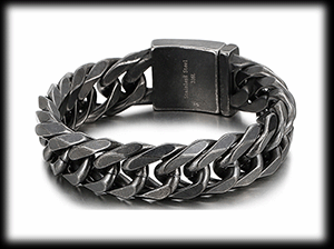 19 mm. Pansarlänk armband i grått stål.