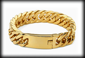 15 mm. Pansarlänk armband i guldpläterat stål. 