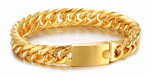 15.5 mm. Pansarlänk armband i guldpläterat stål. 