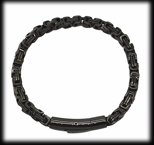 5 mm. Armband kejsarlänk i svart stål.