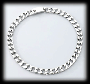 13 mm bred. Pansarlänk kedja i rostfritt stål. 