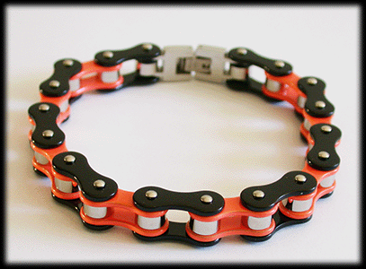 11.5 mm. Harley färgerna. MC Armband i stål. 