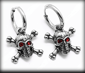 Kaxiga dödskalle örhängen i stål. 