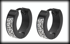 4 mm. Små söta örhängen med bling i svart stål.