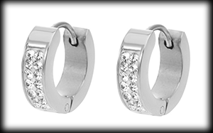 4 mm. Små söta stålörhängen med bling.