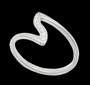 Vacker stålring med små gnistrande stenar.