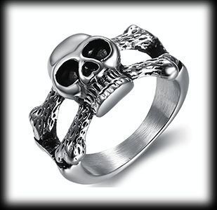 Scull and bone dödskalle ring i rostfritt stål.