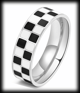 6 mm. Ring i rostfritt stål med Pepita.