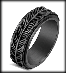 8.4 mm. Spinner ring i svart rostfritt stål med en fjäder.