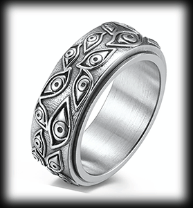 9 mm. Spinner ring i rostfritt stål. Det allseende ögat.