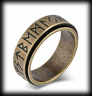 8 mm. Runalfabetet - Spinner ring i rostfritt stål.