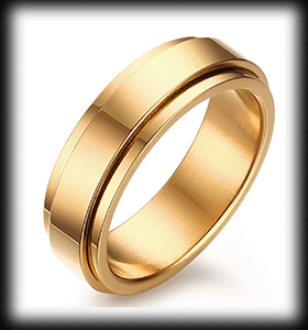 6 mm. Guldpläterad spinner ring i rostfritt stål.