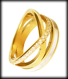 Glitter och glamour ring i guldpläterat rostfritt stål.