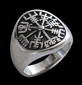 Vegvisir - Rungaldrar - Silverring med Isländska runor.