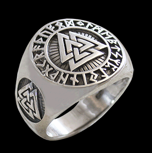 Klackring med Valknut i Äkta silver.