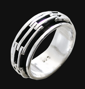 Spinner ring med MC-Kedja i Äkta silver.