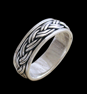 Spinner ring med flätat mönster / stressring i Äkta silver..