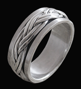 8.2 mm. Flätad spinner ring / stressring i Äkta silver..