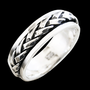 6.5 mm. Flätad stress / ADHD ring i Äkta silver.