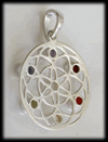 Flower of life hänge med Chakra stenar.