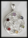 Flower of life hänge med Chakra stenar.