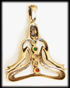 Lotusställning. Chakra halsband i brons.