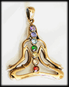 Lotusställning. Chakra halsband i brons.