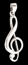 30 mm. Stort G-klav hänge i Äkta silver.