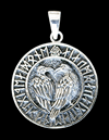 Hugin och Munin hänge med runalfabetet i Äkta silver.