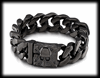 20 mm. Dödskalle - Pansarlänk armband i svart stål. 