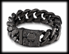 20 mm. Dödskalle - Pansarlänk armband i svart stål. 