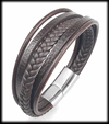 Fem delat läderarmband i brunt läder.