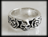 Roses and sculls silverring.