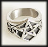 Kraftfull Pentagram ring i rostfritt stål.