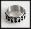 9 mm. Spinner ring med mc kedja i rostfritt stål.