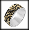 Guldpläterad stålring med Valknut - Odens knut.
