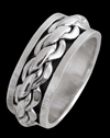 8.8 mm. Flätad spinner ring / stressring i Äkta silver..