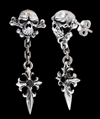 Dödskallar med kors örhängen i Äkta silver.