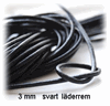 3 mm. Svart läderrem.